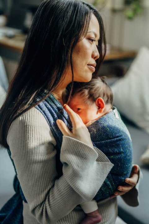 Żakardowa chusta do noszenia dzieci, 62% Bawełna 38% Jedwab Tussah - LITTLE LOVE - NEO- rozmiar S