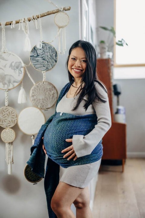 Żakardowa chusta do noszenia dzieci, 62% Bawełna 38% Jedwab Tussah - LITTLE LOVE - NEO- rozmiar S