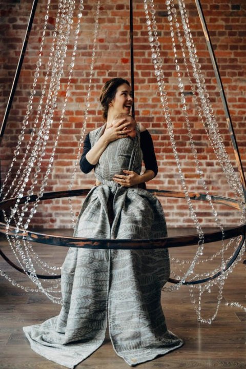 Żakardowa chusta do noszenia dzieci (63% Bawełna, 37% Jedwab) - SZKICE NATURY - EPIC - rozmiar L