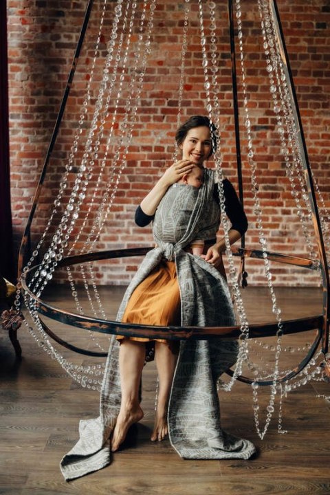 Żakardowa chusta do noszenia dzieci (63% Bawełna, 37% Jedwab) - SZKICE NATURY - EPIC - rozmiar L