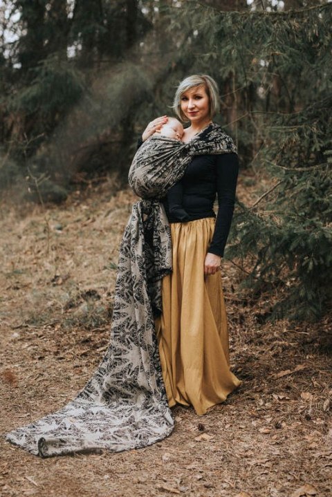 Żakardowa chusta do noszenia dzieci, 65% Bawełna 35% Jedwab - KRÓLOWA NOCY - PAMINA - rozmiar L