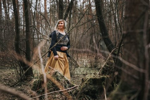 Żakardowa chusta do noszenia dzieci, 65% Bawełna 35% Jedwab - KRÓLOWA NOCY - PAMINA - rozmiar L