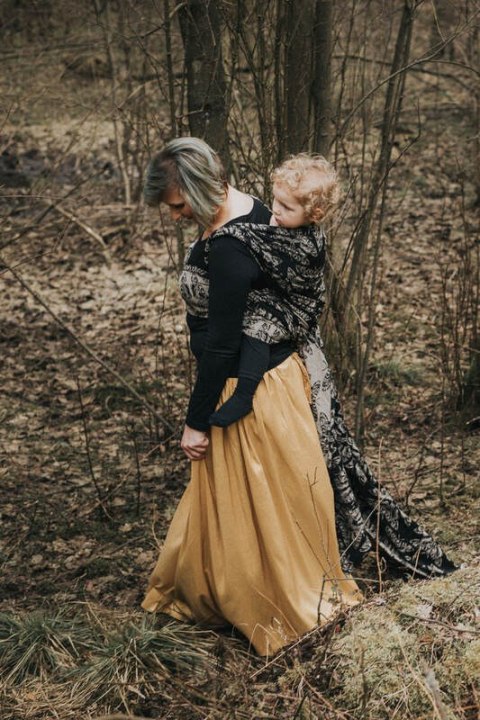 Żakardowa chusta do noszenia dzieci, 65% Bawełna 35% Jedwab - KRÓLOWA NOCY - PAMINA - rozmiar M