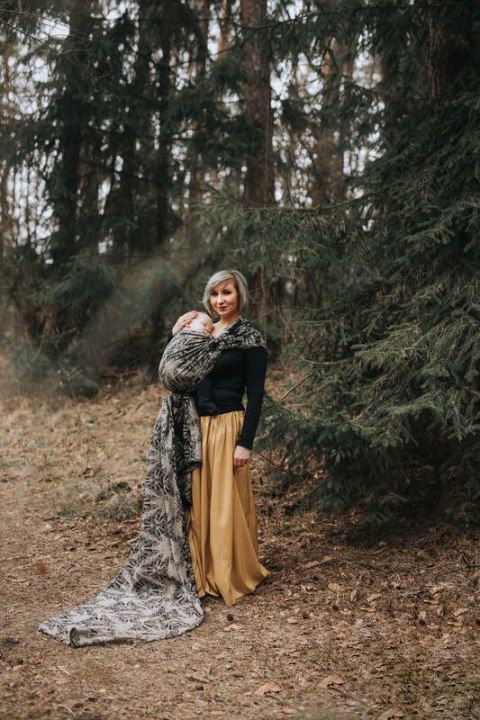 Żakardowa chusta do noszenia dzieci, 65% Bawełna 35% Jedwab - KRÓLOWA NOCY - PAMINA - rozmiar M