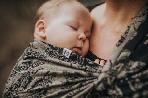 Żakardowa chusta do noszenia dzieci, 65% Bawełna 35% Jedwab - KRÓLOWA NOCY - PAMINA - rozmiar S