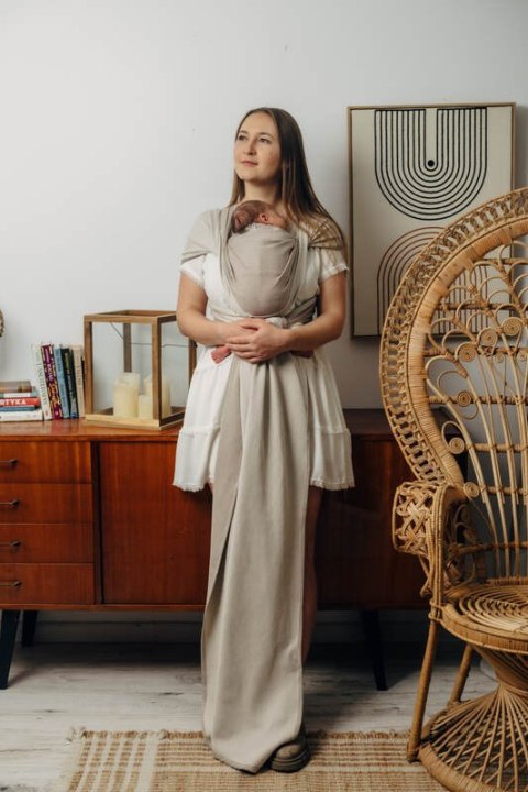 Chusta dla dzieci z niską wagą urodzeniową - ALMOND, splot jodełkowy (100% bawełna) - rozmiar XL