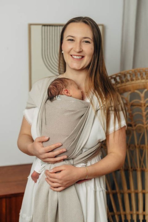 Chusta dla dzieci z niską wagą urodzeniową - ALMOND, splot jodełkowy (100% bawełna) - rozmiar M