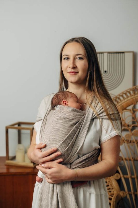 Chusta dla dzieci z niską wagą urodzeniową - ALMOND, splot jodełkowy (100% bawełna) - rozmiar XS