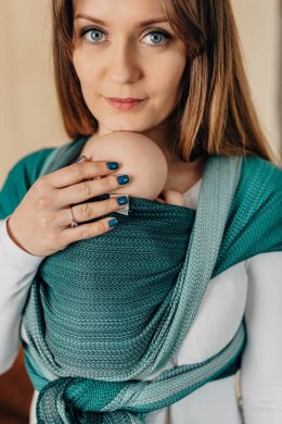 Chusta dla dzieci z niską wagą urodzeniową - MAŁA JODEŁKA OMBRE ZIELEŃ, splot jodełkowy (100% bawełna) - rozmiar L