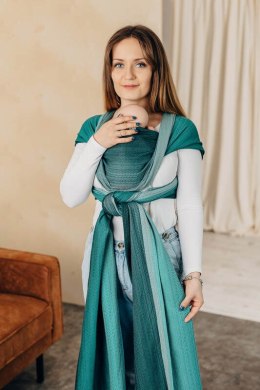 Chusta dla dzieci z niską wagą urodzeniową - MAŁA JODEŁKA OMBRE ZIELEŃ, splot jodełkowy (100% bawełna) - rozmiar XL