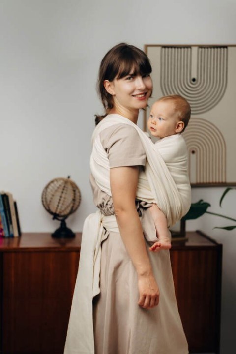 Chusta do noszenia dzieci, tkana splotem jodełkowym, bawełna - MAŁA JODEŁKA LUCE - rozmiar M