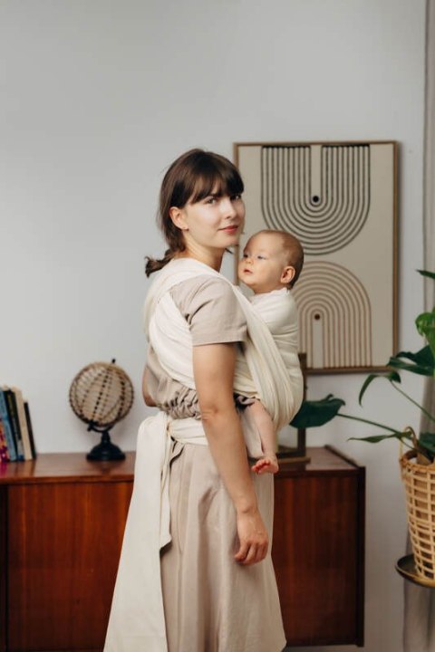 Chusta do noszenia dzieci, tkana splotem jodełkowym, bawełna - MAŁA JODEŁKA LUCE - rozmiar S