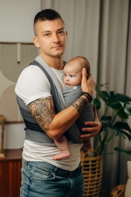 Chusta do noszenia dzieci, tkana splotem jodełkowym, bawełna - MAŁA JODEŁKA OMBRE SZARY - rozmiar S