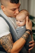 Chusta do noszenia dzieci, tkana splotem jodełkowym, bawełna - MAŁA JODEŁKA OMBRE SZARY - rozmiar S