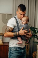 Chusta do noszenia dzieci, tkana splotem jodełkowym, bawełna - MAŁA JODEŁKA OMBRE SZARY - rozmiar S