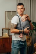 Chusta do noszenia dzieci, tkana splotem jodełkowym, bawełna - MAŁA JODEŁKA OMBRE SZARY - rozmiar S