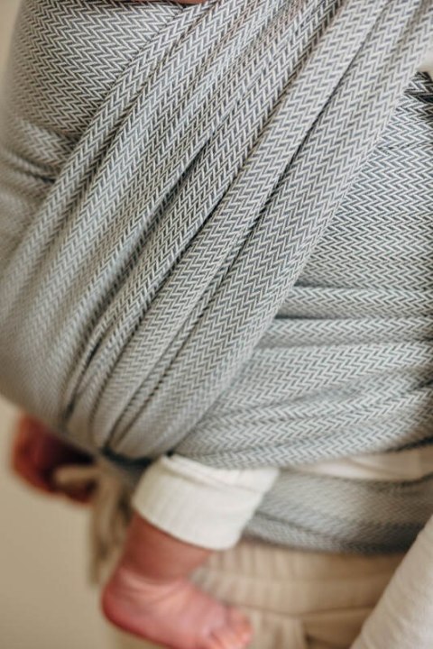 Chusta do noszenia dzieci, tkana splotem jodełkowym, bawełna - MAŁA JODEŁKA SZARA - rozmiar M