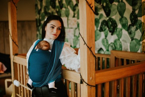 Chusta tkana, splot jodełkowy, (100% bawełna) - MAŁA JODEŁKA FADO - rozmiar S