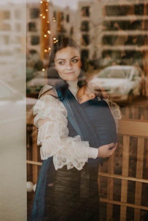 Chusta tkana, splot jodełkowy, (100% bawełna) - MAŁA JODEŁKA FADO - rozmiar S