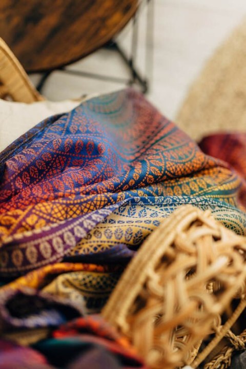 Chusta tkana, splot żakardowy, (100% bawełna) - PAWI OGON - BOLERO - rozmiar M