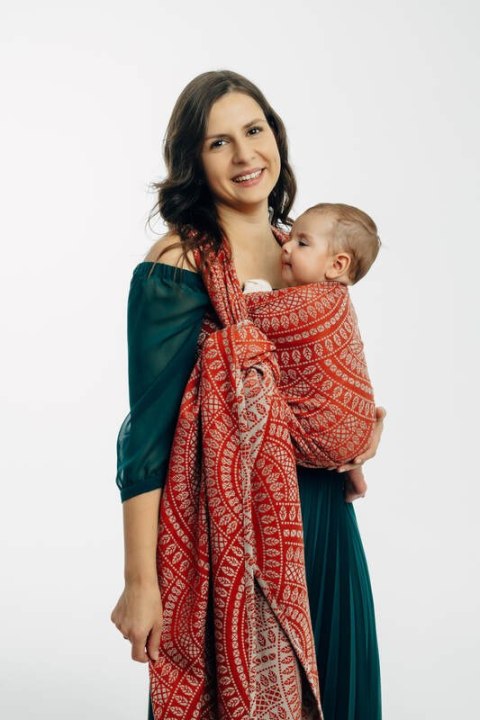 Żakardowa chusta do noszenia dzieci, 100% bawełna - PAWI OGON - HOLIDAY - rozmiar M