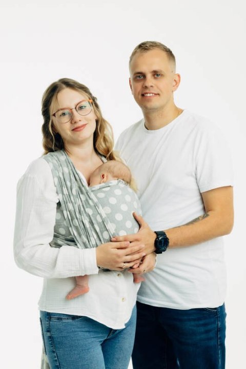 Żakardowa chusta do noszenia dzieci, 100% bawełna - POLKA DOTS - PLOP - rozmiar M