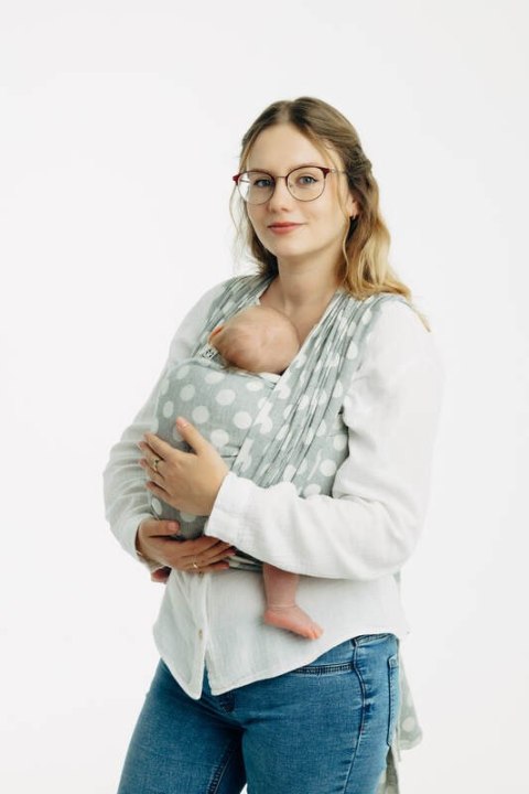 Żakardowa chusta do noszenia dzieci, 100% bawełna - POLKA DOTS - PLOP - rozmiar S