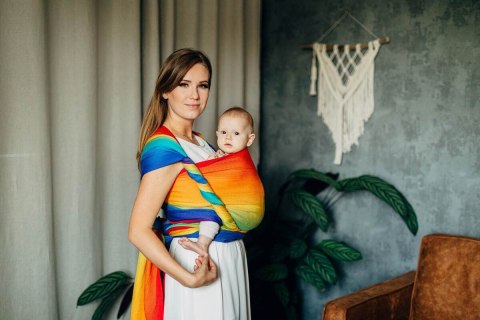 Żakardowa chusta do noszenia dzieci, bawełna - TĘCZOWE DZIECKO - rozmiar S