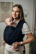 Chusta do noszenia dzieci, tkana splotem jodełkowym, bawełna - MAŁA JODEŁKA CZARNY HEBAN - rozmiar XS