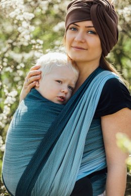 Chusta do noszenia dzieci, tkana splotem jodełkowym, bawełna - MAŁA JODEŁKA OMBRE BEBOP - rozmiar XS