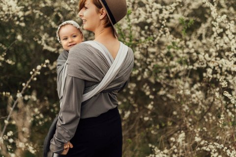 Chusta do noszenia dzieci, tkana splotem jodełkowym, bawełna - MAŁA JODEŁKA OMBRE RAGTIME - rozmiar XS