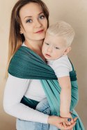 Chusta do noszenia dzieci, tkana splotem jodełkowym, bawełna - MAŁA JODEŁKA OMBRE ZIELEŃ - rozmiar XS