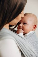 Chusta do noszenia dzieci, tkana splotem jodełkowym, bawełna - MAŁA JODEŁKA SZARA - rozmiar XS