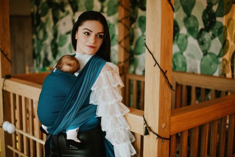 Chusta tkana, splot jodełkowy, (100% bawełna) - MAŁA JODEŁKA FADO - rozmiar XS