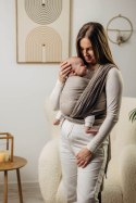 Moja pierwsza chusta do noszenia dzieci, tkana splotem jodełkowym, bawełna - MAŁA JODEŁKA BABY CAFFE LATTE - rozmiar XS