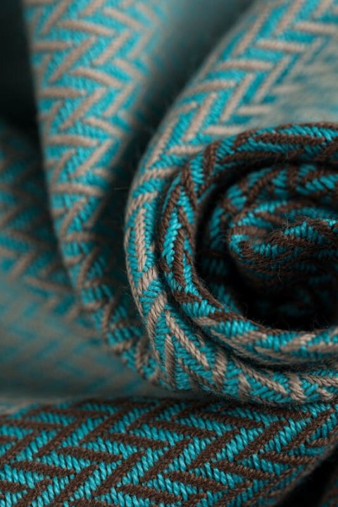 Moja pierwsza chusta do noszenia dzieci, tkana splotem jodełkowym, bawełna - MAŁA JODEŁKA BABY MINT - rozmiar XL