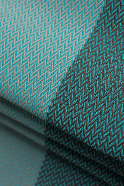 Moja pierwsza chusta do noszenia dzieci, tkana splotem jodełkowym, bawełna - MAŁA JODEŁKA BABY MINT - rozmiar XL