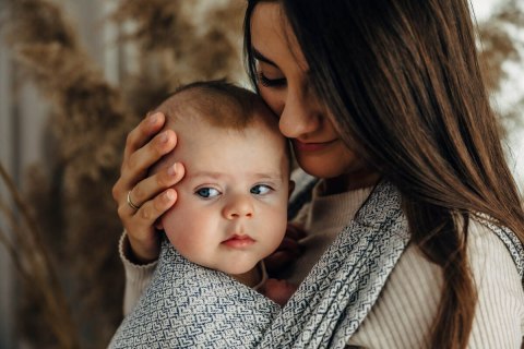 Żakardowa chusta do noszenia dzieci, (100% bawełna) - LITTLE LOVE - PULSE - rozmiar XS