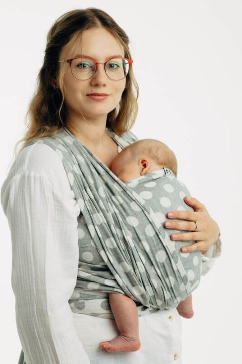 Żakardowa chusta do noszenia dzieci, 100% bawełna - POLKA DOTS - PLOP - rozmiar XL