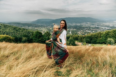 Żakardowa chusta do noszenia dzieci, 100% bawełna - RAINFOREST - DIVERSE - rozmiar XS