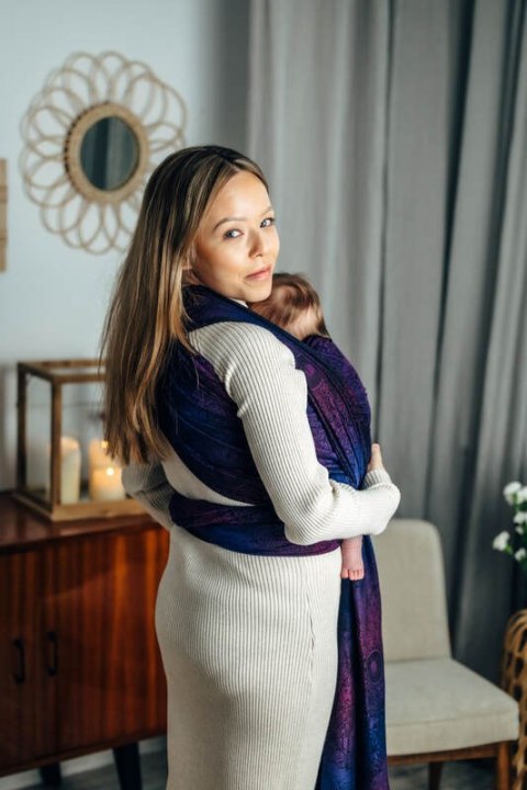 Żakardowa chusta do noszenia dzieci, bawełna - DZIKIE WINO - BOUQUET - rozmiar S