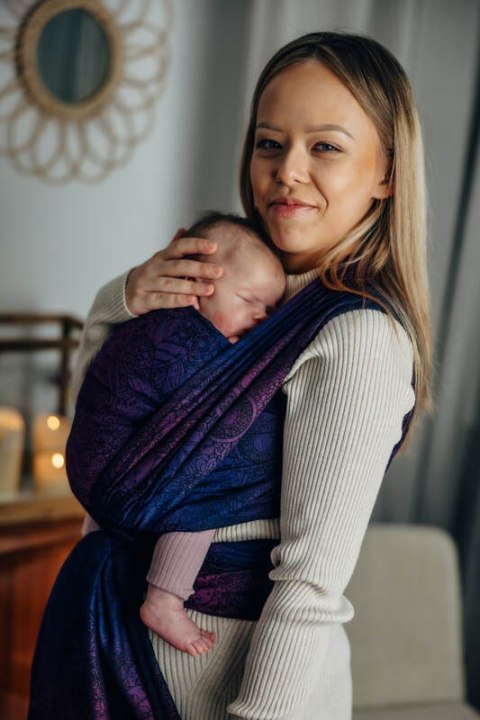 Żakardowa chusta do noszenia dzieci, bawełna - DZIKIE WINO - BOUQUET - rozmiar S