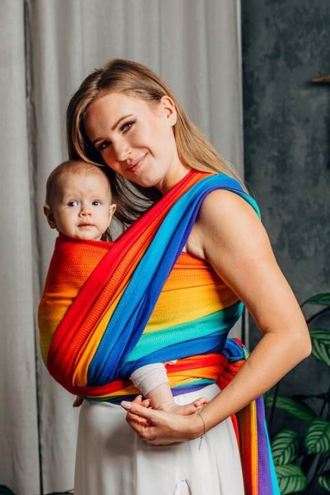 Żakardowa chusta do noszenia dzieci, bawełna - TĘCZOWE DZIECKO - rozmiar XS