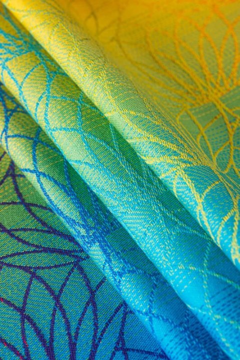 Żakardowa chusta do noszenia dzieci, bawełna - TĘCZOWY LOTOS - rozmiar XL