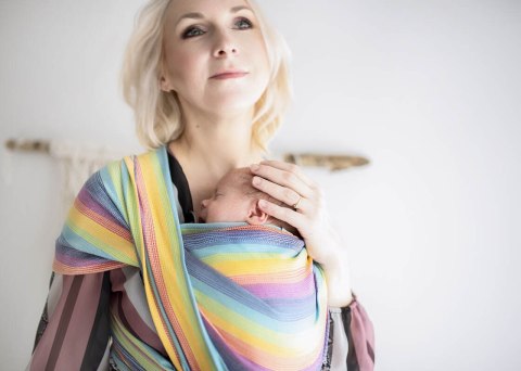 Chusta dla dzieci z niską wagą urodzeniową, tkana splotem skośno-krzyżowym (100% bawełna) - LUNA - rozmiar XS