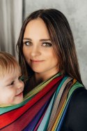 Chusta do noszenia dzieci, tkana splotem skośno-krzyżowym (100% bawełna) - KARUZELA BARW - rozmiar XL