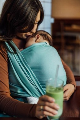 Chusta do noszenia dzieci, tkana splotem skośno-krzyżowym (100% bawełna) - MATCHA - rozmiar L