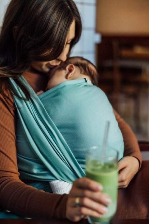 Chusta do noszenia dzieci, tkana splotem skośno-krzyżowym (100% bawełna) - MATCHA - rozmiar M