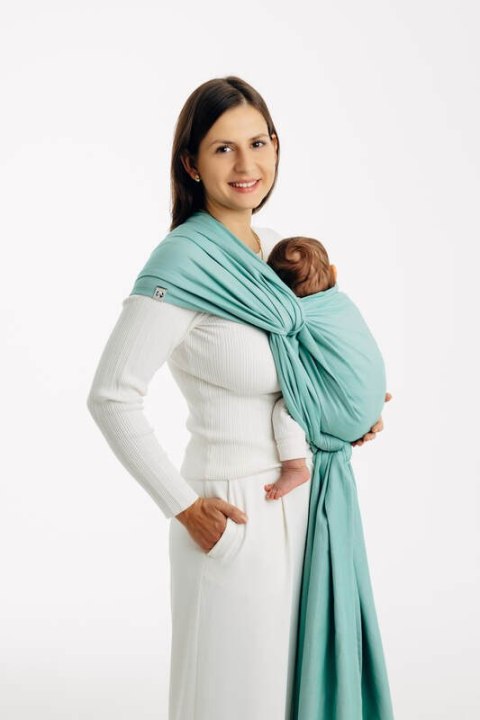 Chusta do noszenia dzieci, tkana splotem skośno-krzyżowym (100% bawełna) - MATCHA - rozmiar M