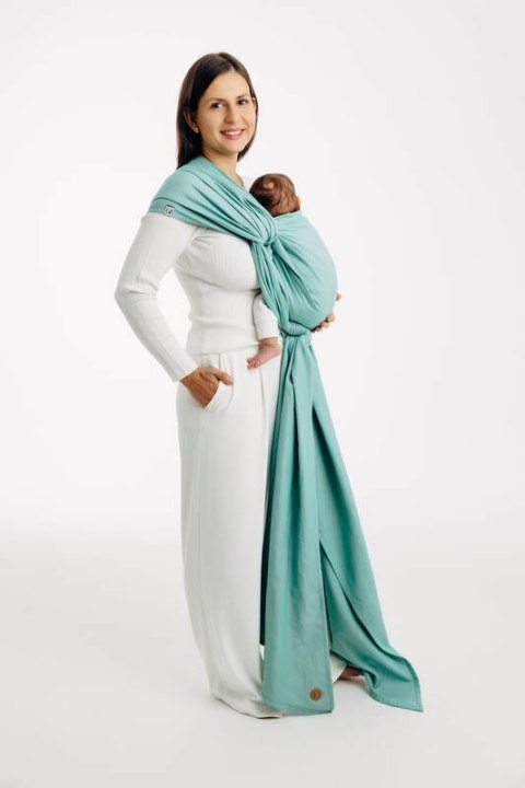 Chusta do noszenia dzieci, tkana splotem skośno-krzyżowym (100% bawełna) - MATCHA - rozmiar M